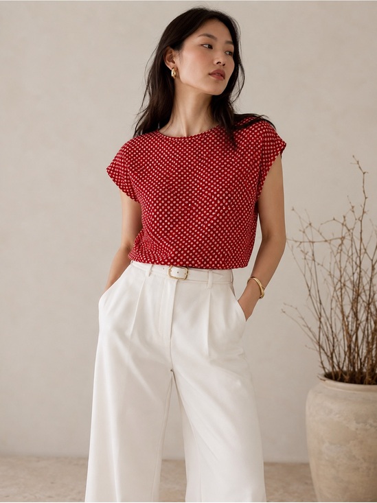 J. Rosevi Tops - Vintage J. Rosevi 100% Silk Blouse Red Polka Dot European Chic Top